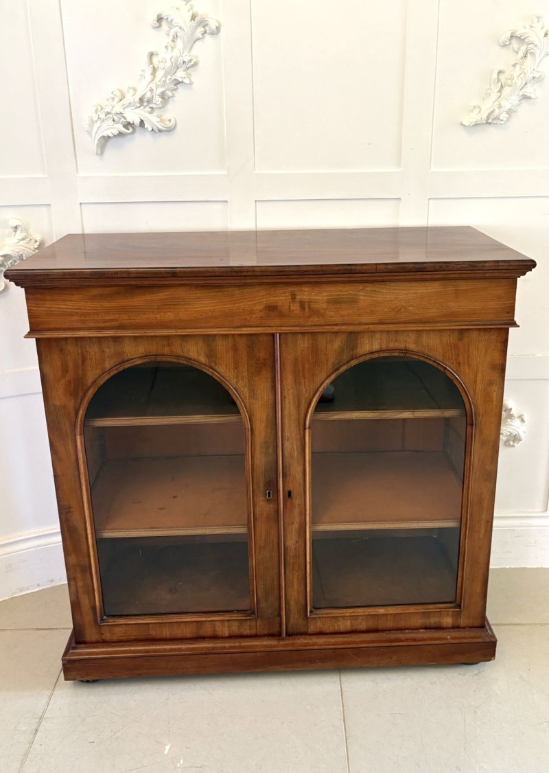 Antique Victorian Quality Figured Mahogany Glazed Bookcase - Image 2